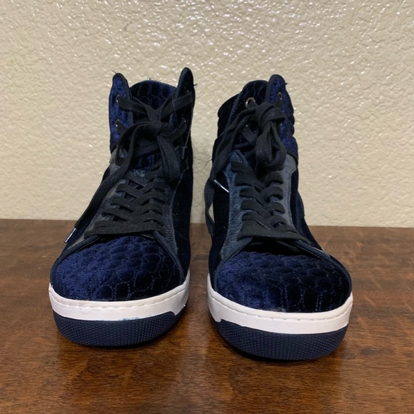 NWOT Zara Man Size 9 Navy Blue Quilted Velvet Snake Print Hi-Top Sneakers - Picture 5 of 15